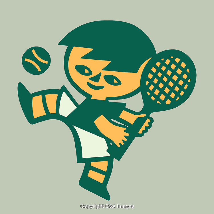 Colorful Illustration of a Tennis Player in Action with Bright Tones