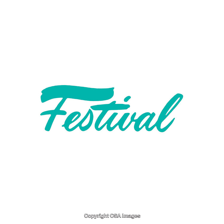 Stylized Calligraphic Text Depicting the Word 'Festival' in Teal Color