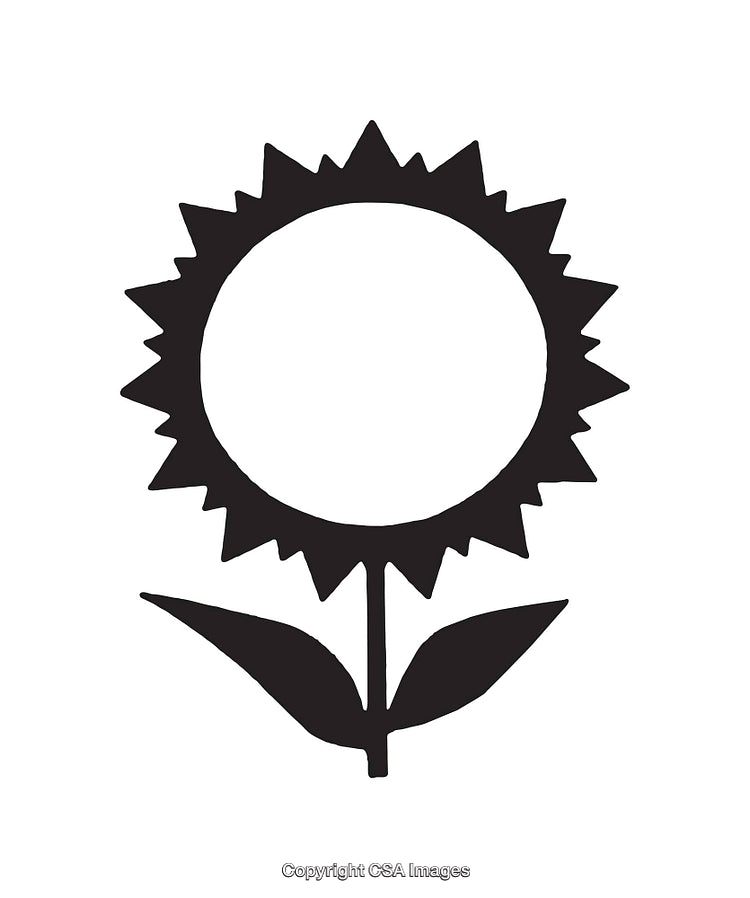 Black and White Sunflower Line Art Illustration With Simple Design