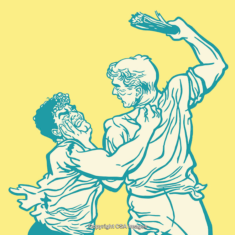 Illustrated Graphic of Intense Interaction Between Two Individuals in Line Art Style