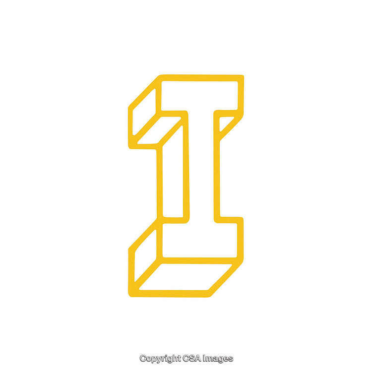 Yellow 3D Letter 'I' on a White Background Illustration