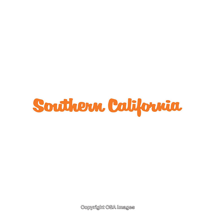 Stylish Southern California Text Design in Bright Orange on White Background