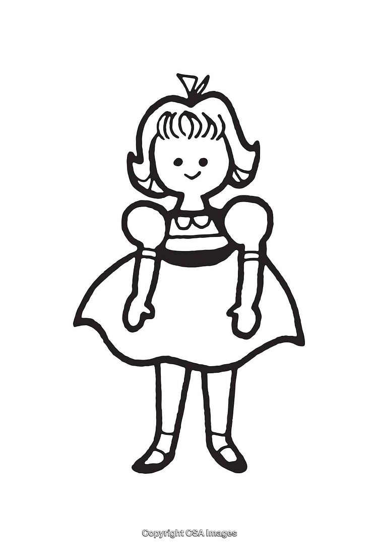 Hand-Drawn Illustration of a Charming Girl in Princess Attire