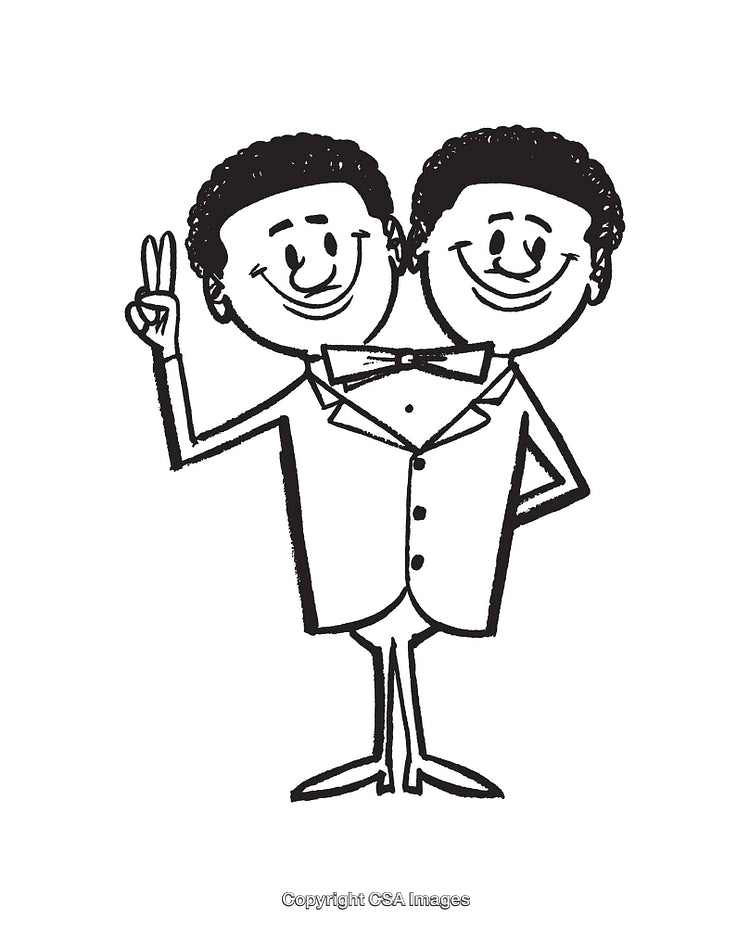 Cartoon Business Figures With Smiling Faces and Peace Gesture