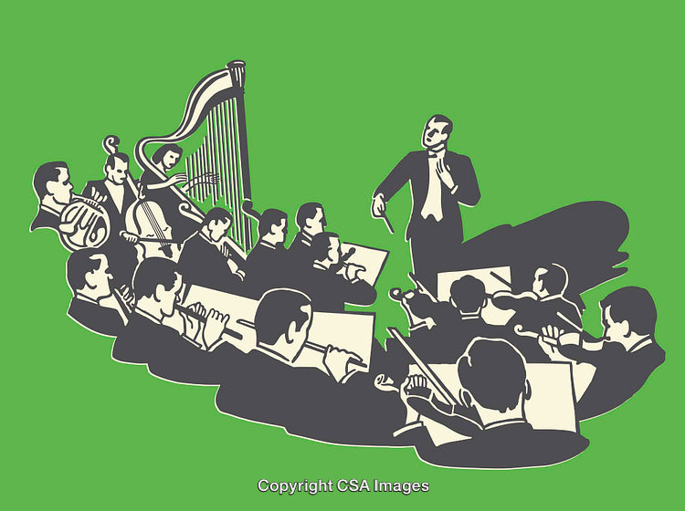 Conductor Leading an Orchestra of Musicians in Harmony