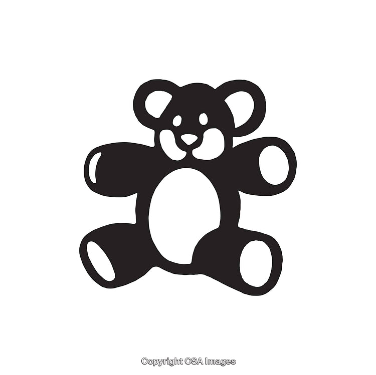Simple Black and White Teddy Bear Icon Symbol for Designs