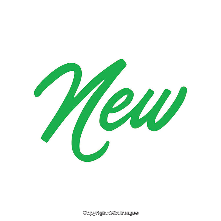 Bold Green Script of the Word 'New' on White Background
