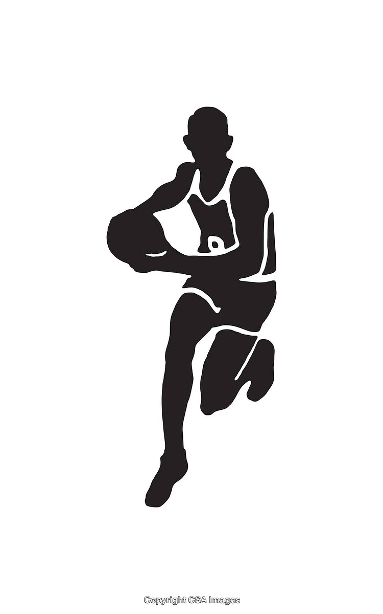 Silhouette Icon of a Basketball Player Running With the Ball in Motion