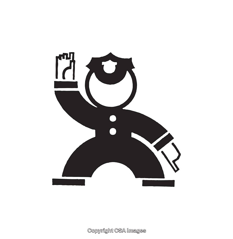 Black and White Police Officer Line Art Illustration for Design Use