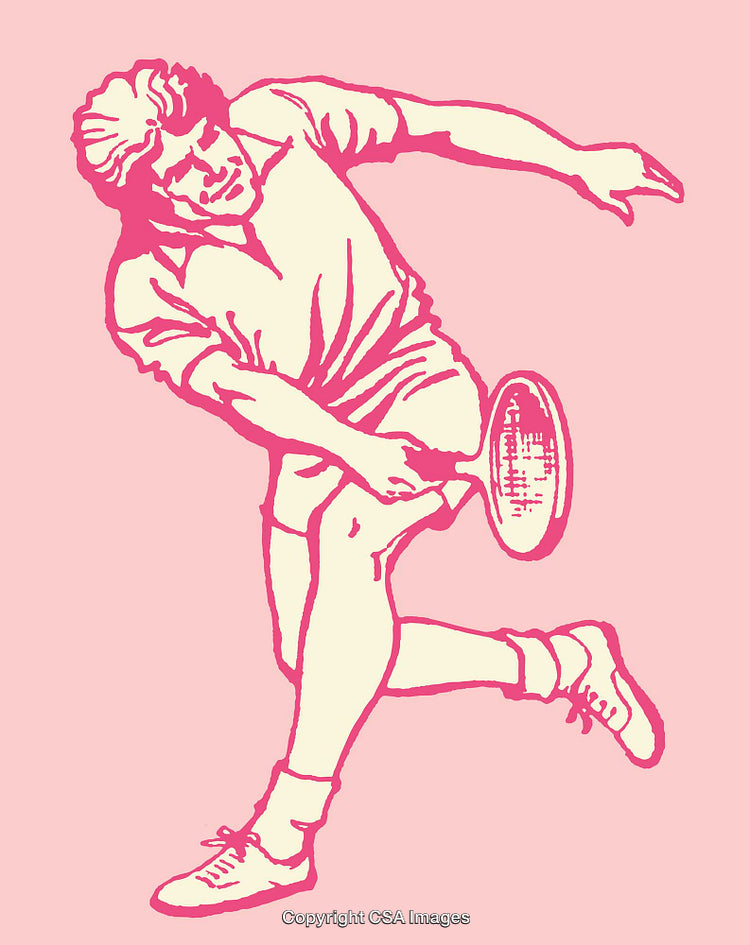 Dynamic Pink Line Art of a Tennis Player in Action