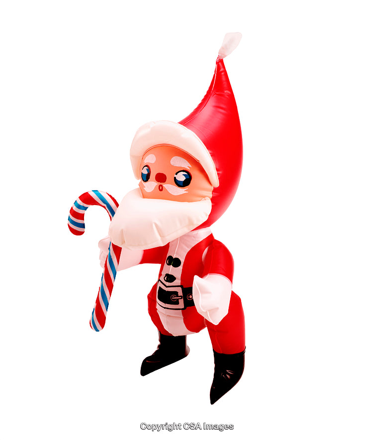 Inflatable Santa Claus Toy Holding a Candy Cane for Christmas Decor
