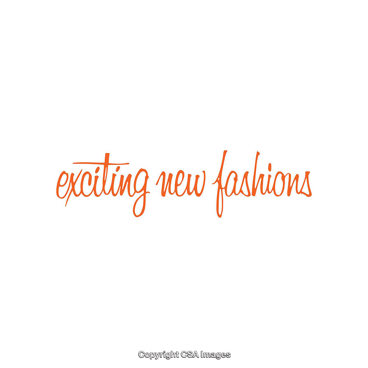 Handwritten Orange Text Promoting Exciting New Fashion Trends on a White Background