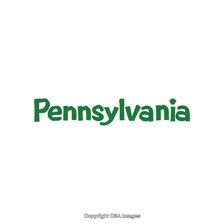 Green Handwritten Pennsylvania Text on White Background with Minimalist Style