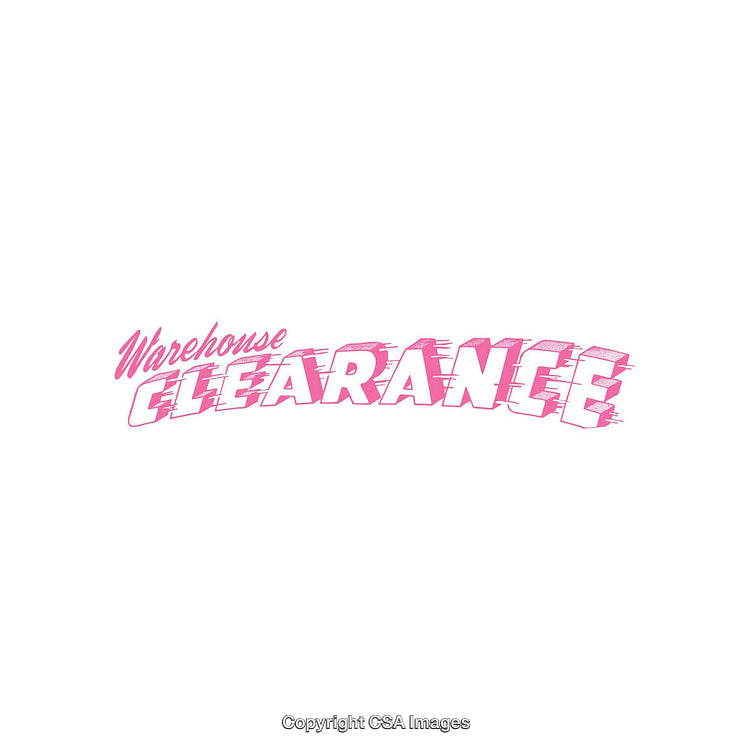 Warehouse Clearance Sale Text in Retro Pink Style on White Background