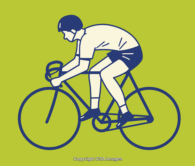 Illustration of a Cyclist Riding a Bicycle in Sports Gear