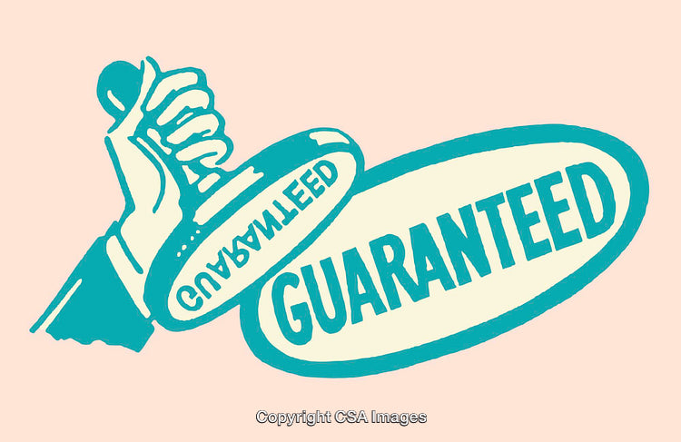 Bold Retro Line Art Illustration Featuring 'Guaranteed' Stamp Design