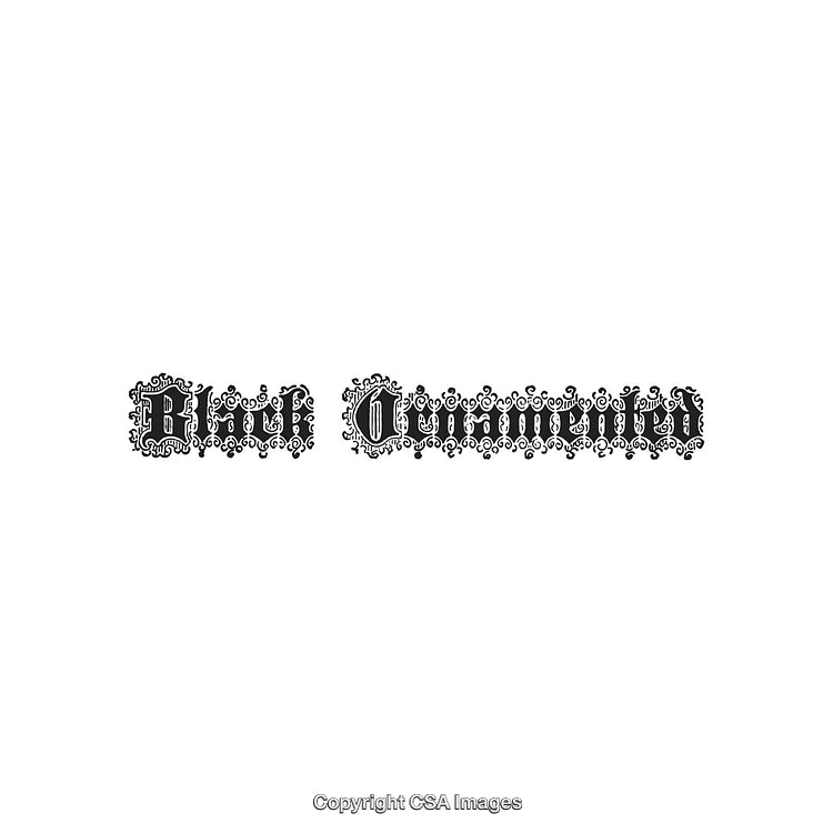 Black Ornamental Lettering Artwork in a Decorative Style