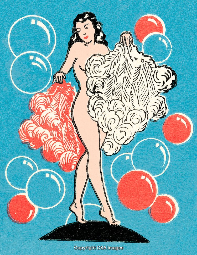 Comic Illustration of a Woman Holding Feathers on a Vibrant Background