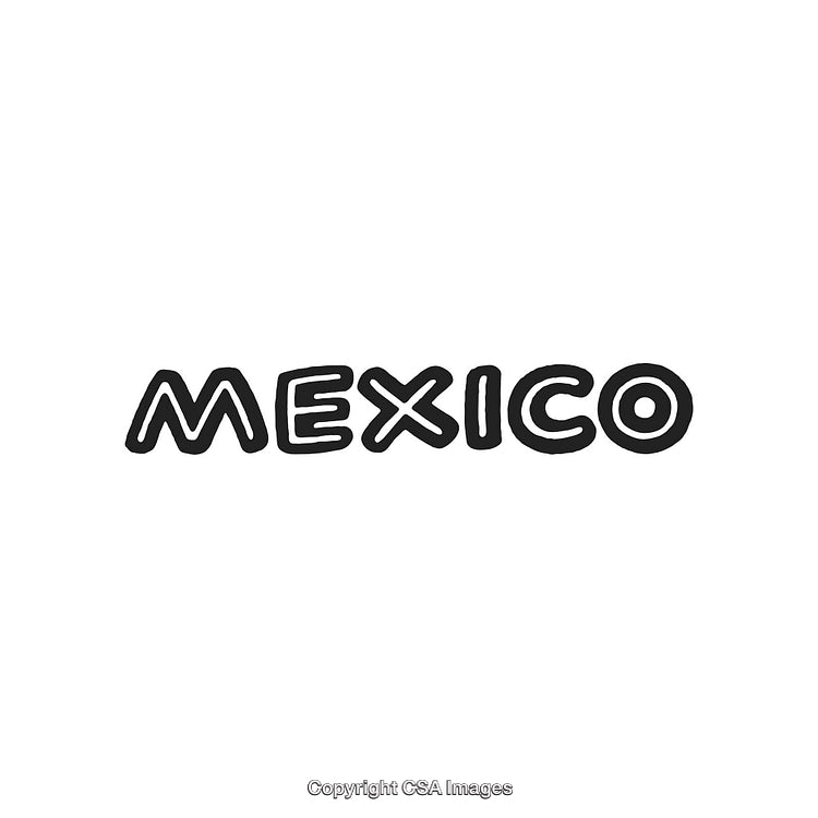 Black Mexico Typography Logo Design on a White Background