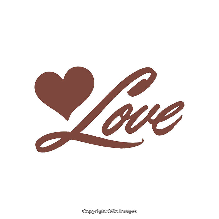 Heart and Love Text Illustration in Elegant Brown Signature Style