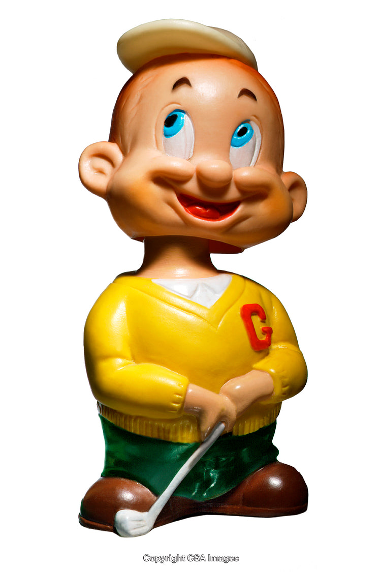 Colorful Cartoon Character Figure Holding a Golf Club in Cheerful Style