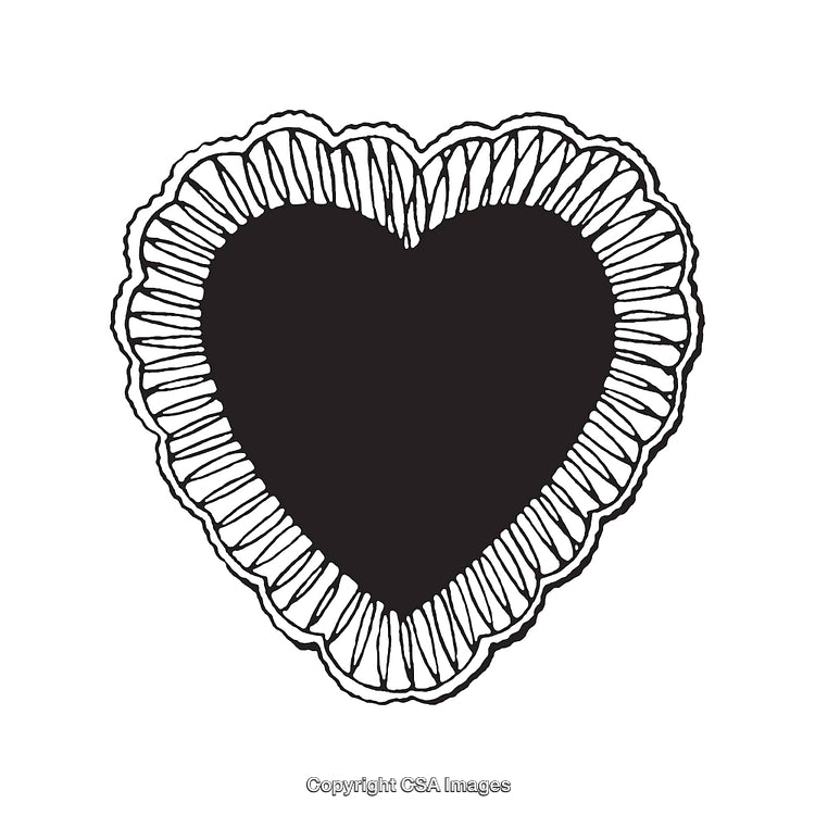 Intricate Black and White Line Art Illustration of a Heart Shape