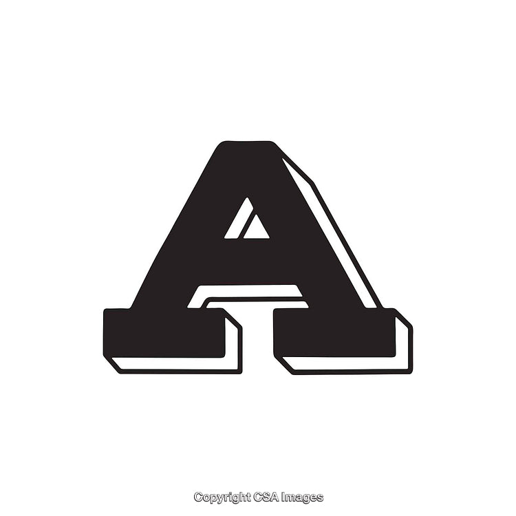 Bold Black Stylized Letter A with Creative Block Design