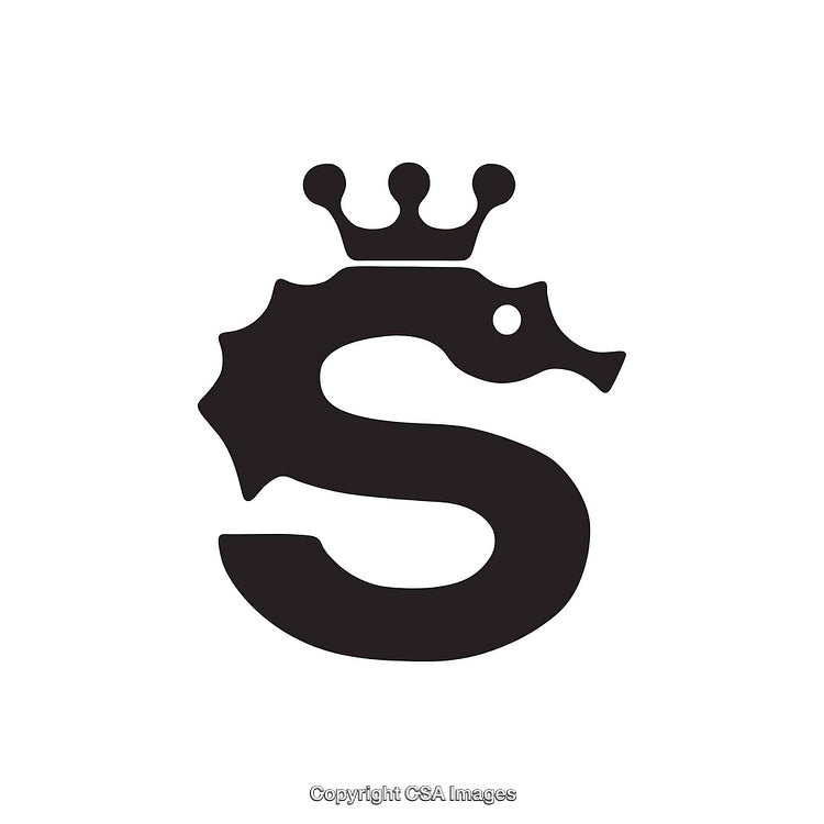 Creative Letter S Message With Seahorse and Crown Logo Design