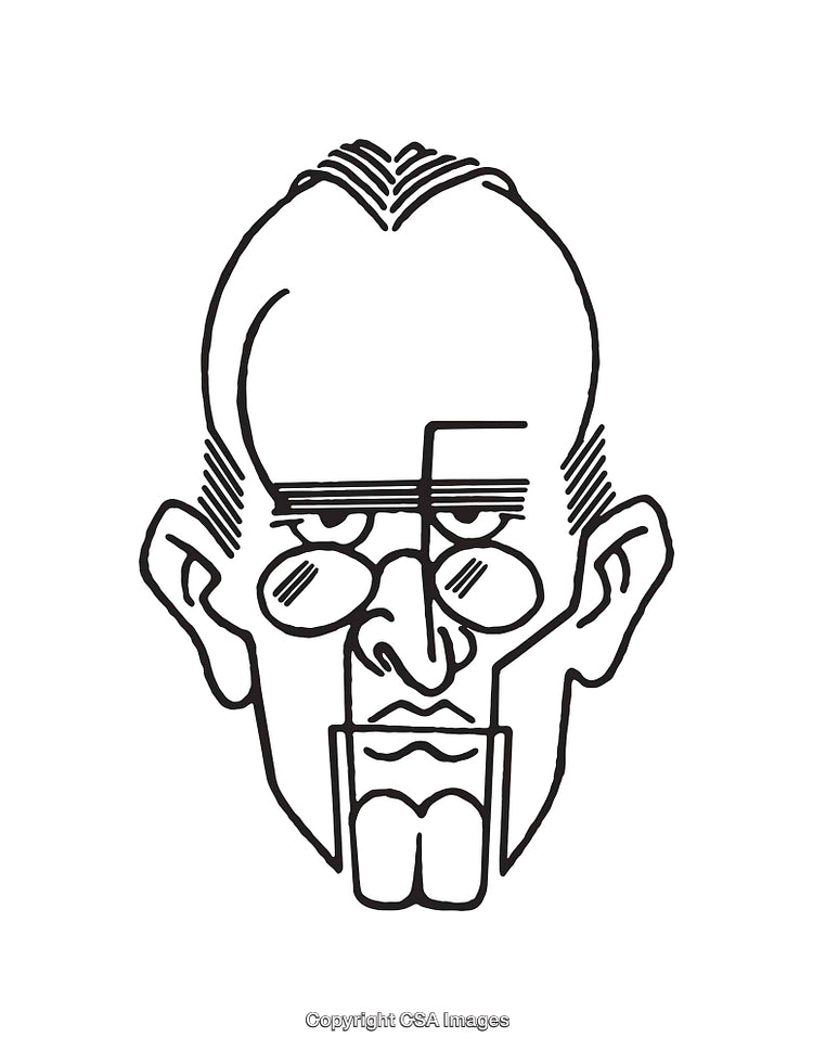 Minimalist Black and White Line Art Illustration of a Character's Face