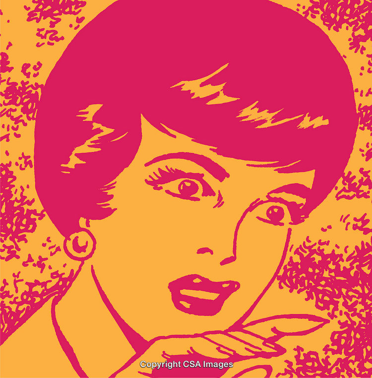 Retro Style Illustration of Surprised Woman in Vibrant Colors