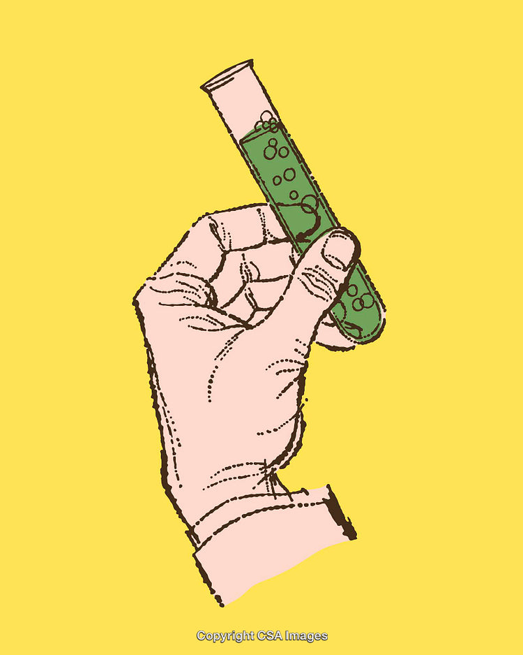 Colorful Line Art Illustration of a Hand Holding a Test Tube