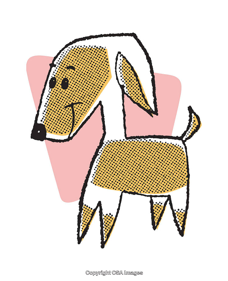 Cartoon Illustration of a Cheerful Dog with a Retro Style