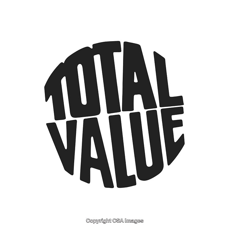 Minimalist Bold Text Typography Design Highlighting Total Value in Black and White