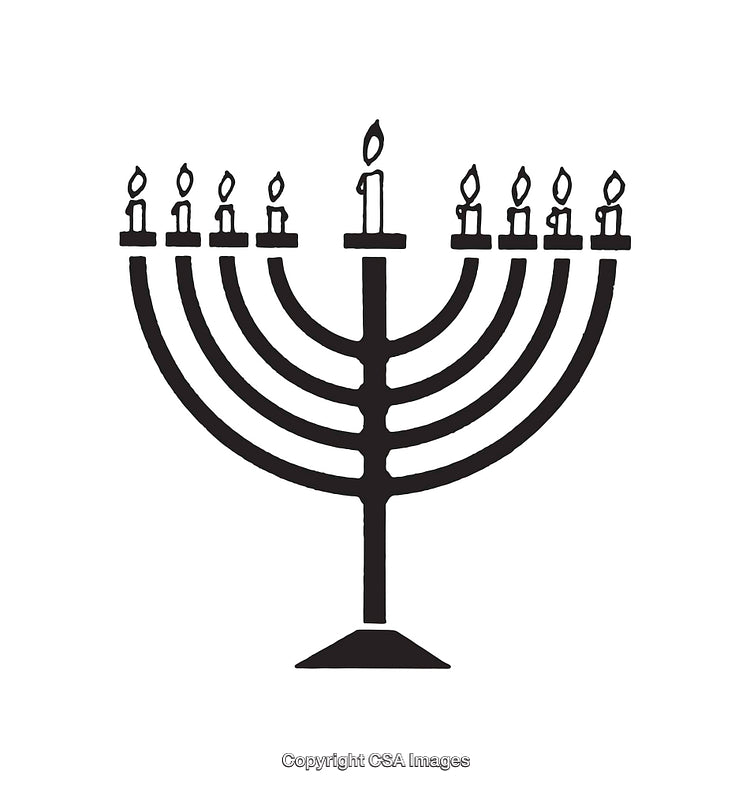 Black and White Icon of a Lit Hanukkah Menorah