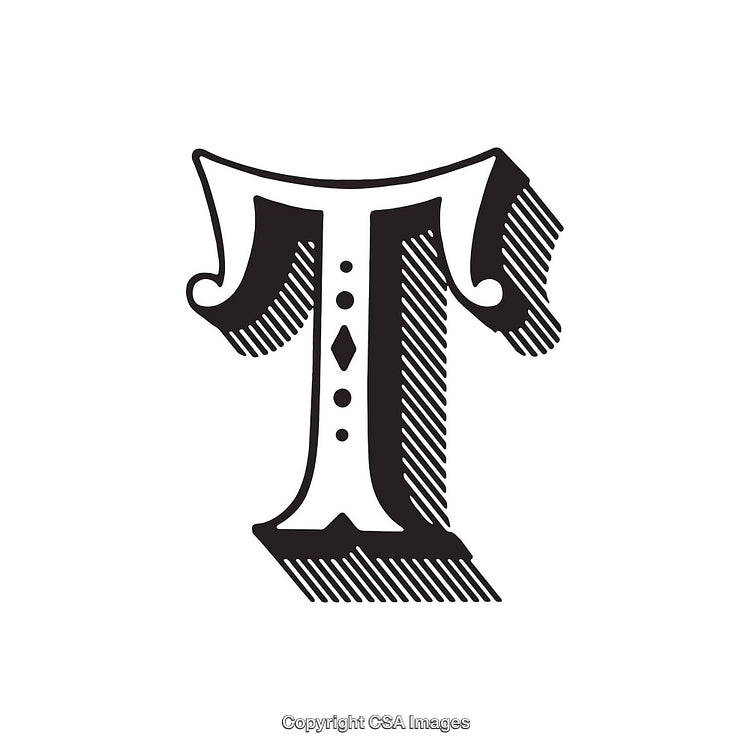 Intricate Vintage Letter T Illustration with Decorative Patterns and Texture