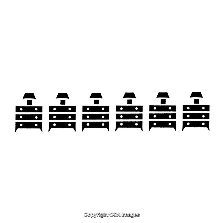 Patterned Black-and-White Borders Depicting Minimalist Distinctive Drawer Units