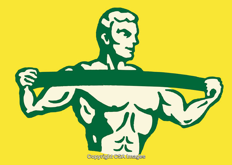 Colorful Line Art of a Strong Muscular Man in Fitness Pose