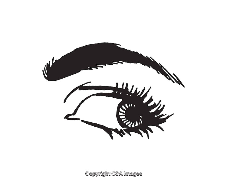 Black and White Line Art Illustration of an Eye with Eyebrow