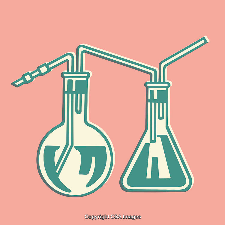 Illustrated Laboratory Equipment Featuring Classic Chemistry Glassware on Pastel Background
