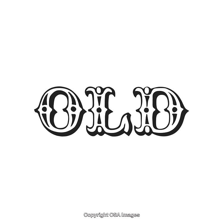 Vintage Typography Design with Decorative Ornamental Style Lettering in Black and White