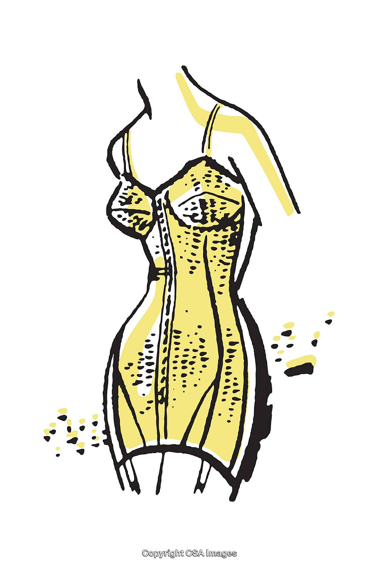 Stylized Illustration of a Yellow Corset on a White Background