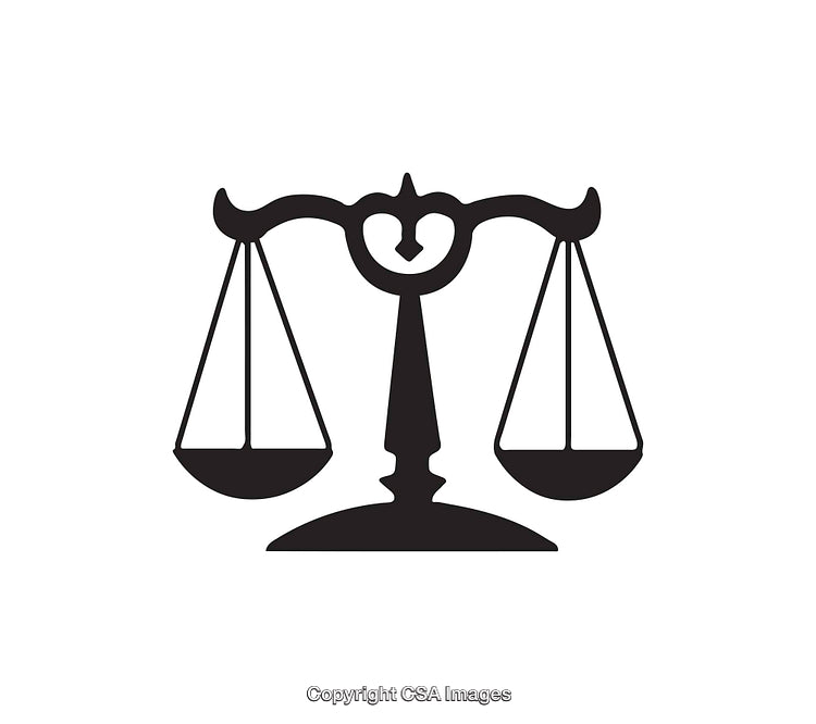 Black and White Scales of Justice Icon for Legal Concepts