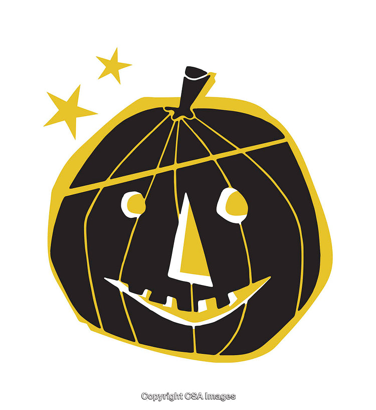 Colorful Halloween Jack-O'-Lantern Illustration with Festive Stars