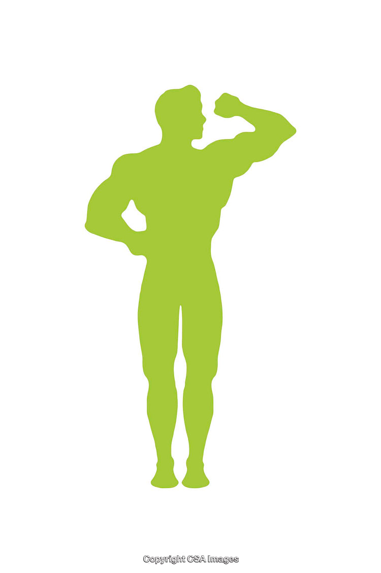 Green Silhouette of a Muscular Figure in a Flexing Pose