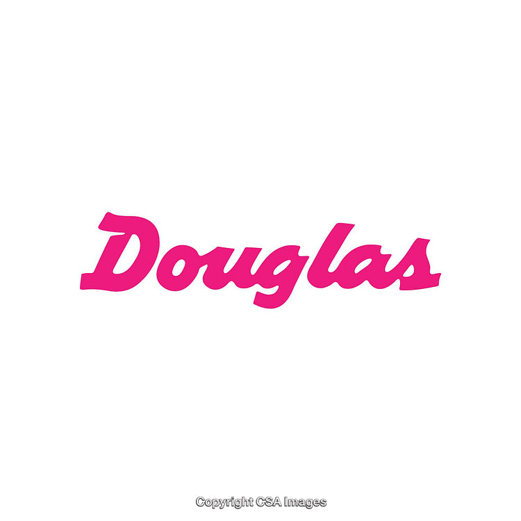 Minimalist Pink Douglas Text Design on White Background