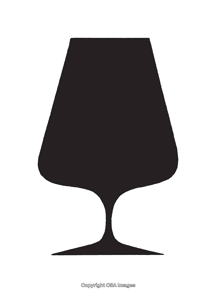 Minimalist Illustration of a Black Wine Glass Icon on White Background