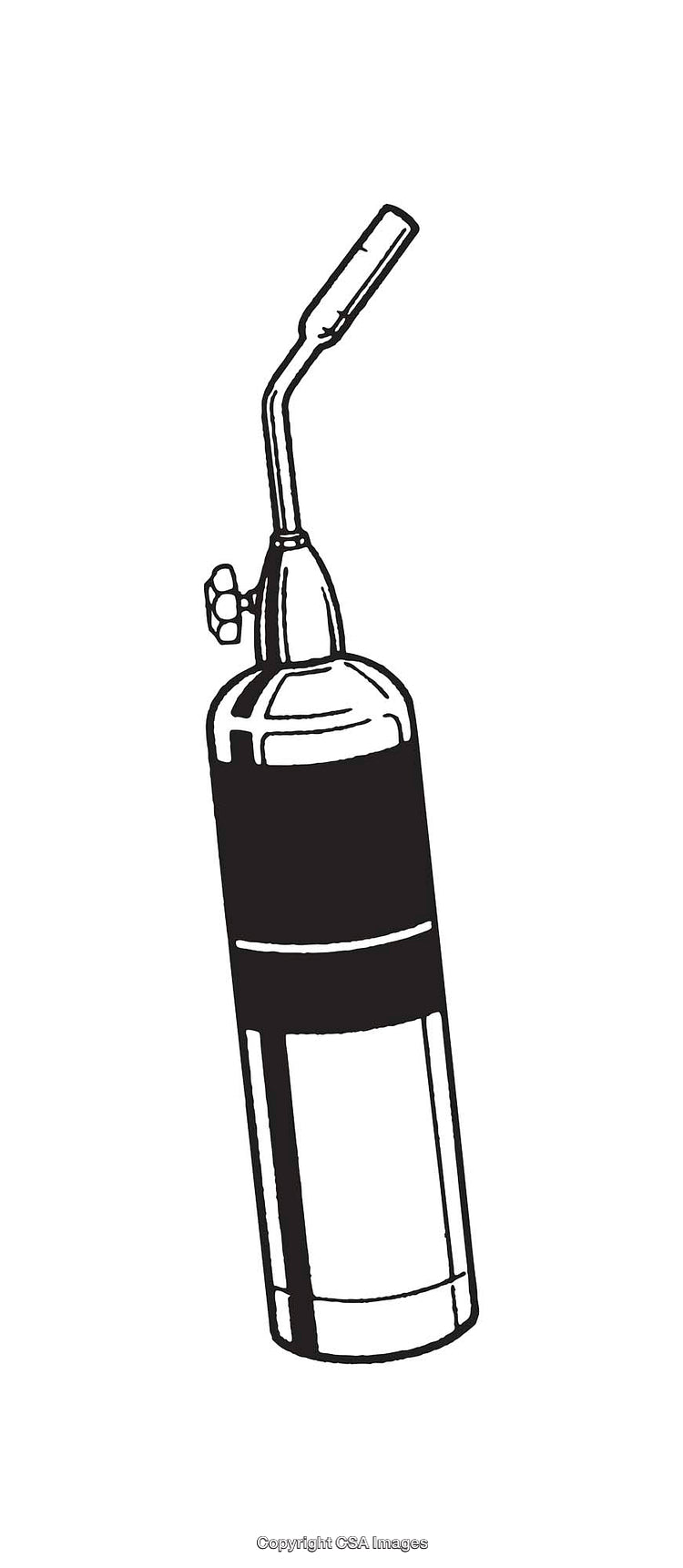Black and White Line Art Illustration of a Handheld Propane Torch