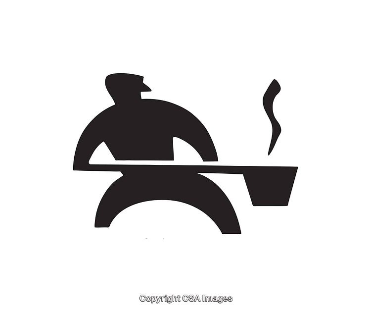 Abstract Black and White Line Art of a Cooking Figure