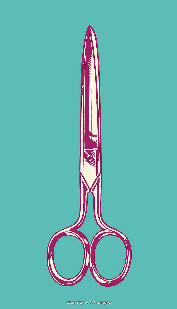 Colorful Line Art Illustration of Scissors on a Vibrant Background