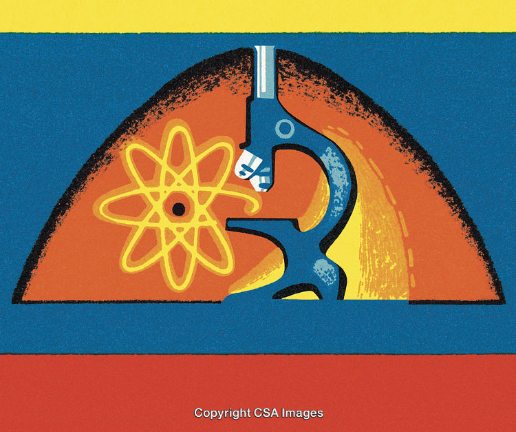 Abstract Artwork Depicting Science Atom and Microscope Modern Representation Graphic